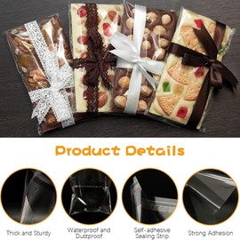 TrustBlai Chocolate Candy Bar Packaging Wrappers Cellophane Clear Plastic Self-Adhesive Bags and Stickers for DIY Chocolate Lover Small Batched Custom Sweets (Clear, 2.4 * 6.7in)
