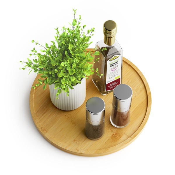 Homerays Bamboo Turntable Organiser Lazy Susan, Turntable Kitchen Organiser 25