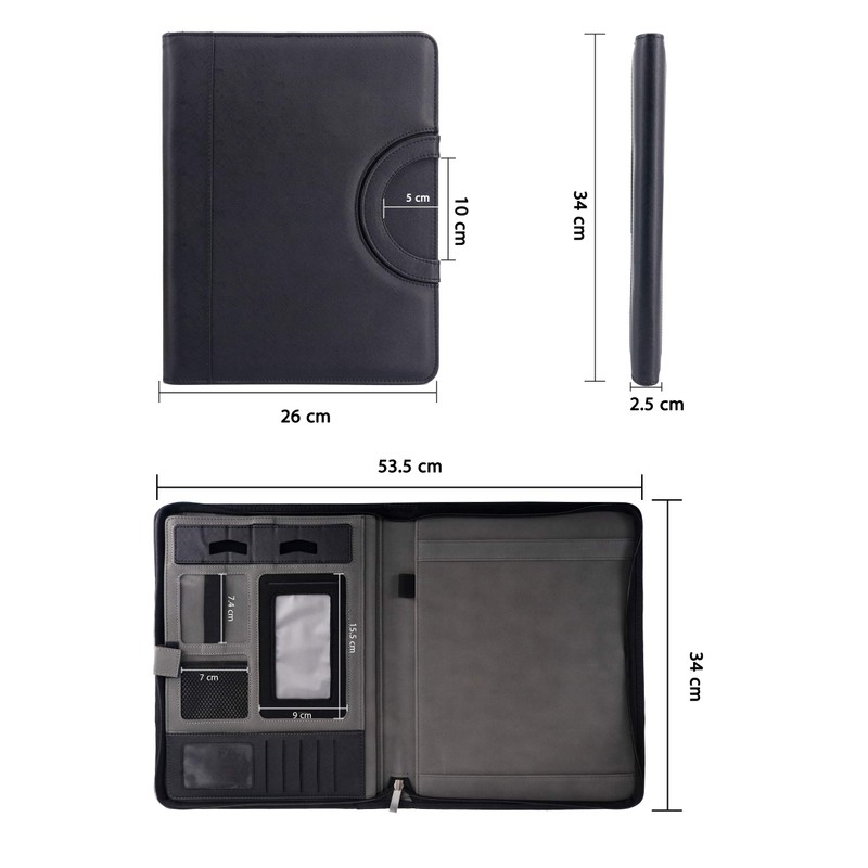 GraduationMall A4 Writing Case with Clipboard - Black Portfolio Padfolio