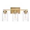 A1A9 3-Light Bathroom Vanity Light, Modern Brushed Gold Wall Lights