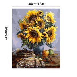 Paint by Numbers 40 * 50cm, Paint digital Paint kit de pintura para adultos Paint by digital lienzo, incluye pintura acrílica y pintura sobre lienzo (girasol)