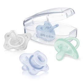 Chicco PhysioForma Baby Pacifier Set 0-6 Months for Boys - Set of 4 Pacifiers, 2 Pacifiers for 0-2 Months and 2 Pacifiers for 2-6 Months, Soft Material