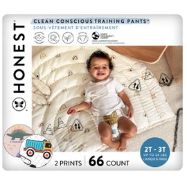 The Honest Company Clean Conscious Training Pants for Sensitive Skin | Hypoallergenic, Fragrance Free | Rompin' & Stompin' + Diggin' It | Size 2T/3T (up to 34 lbs), 66 Count