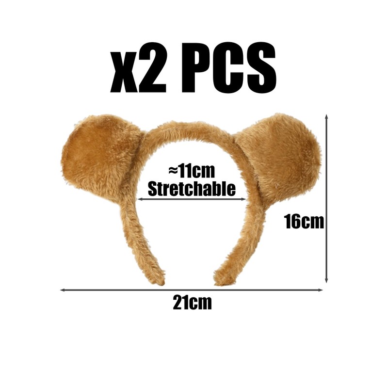 Pack of 2 Brown Bear Headbands, Performance Props, Animal Costume