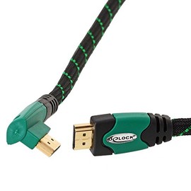 DeLOCK Cable HDMI A Male to A Male 1.4 Angled Right Green (SC) green 1 m