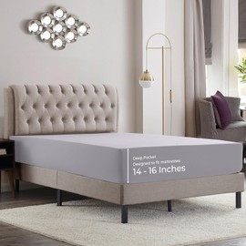 Empyrean Queen Fitted Sheet - Deep Pocket, 14-16 Inch Ultra Soft Microfiber, Wrinkle & Fade Resistant, Shrinkproof, Hotel Quality, Durable & Breathable, Perfect for Queen Beds, Grey Lavender