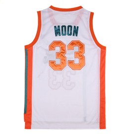 BOROLIN Mens Basketball Jersey #33 Jackie Moon Flint Tropics 90s Movie Shirts (White, Large)