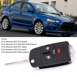 Carcasa para llavero con 3 + 1 botones, plegable, para coche, con control remoto, para llavero, carcasa, negro, repuesto para Mitsubishi 2007-2010 Eclipse