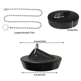 Pack of 2 Drain Plugs, Diameter 42-45 mm Plug for Sink, Sink Plug, Bath Plug, Chain for Sink, Kitchen Sink