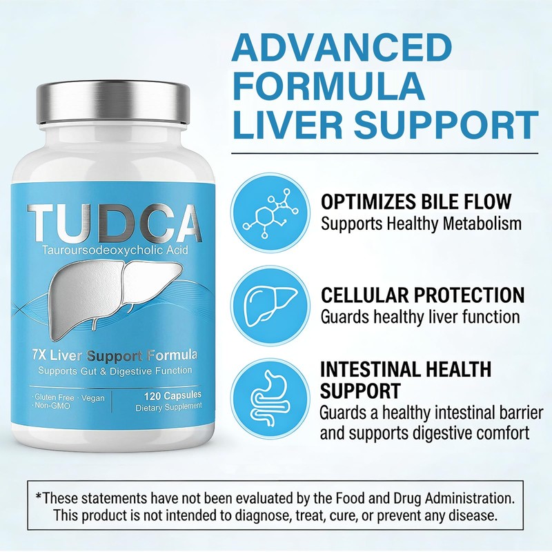 TUDCA Capsules, Pack of 120 Ultra Strength TUDCA Supplement 2000