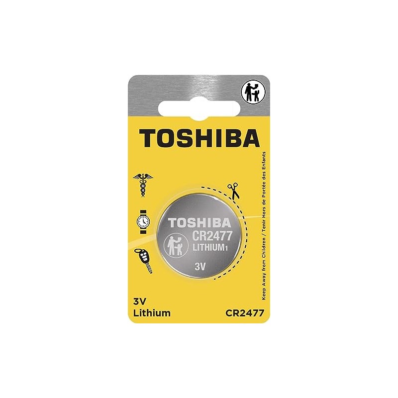 Toshiba CR2477 3V Lithium Coin Cell Child Resistant Blister Package