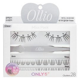 Ollio No-Glue Eyelash Mix Pack Colorless and Fragrance Clear Set, 1 Piece, Mixed Colors / Ollio 노글루 속눈썹 믹스팩 무색 무향 클리어 세트, 1개, 혼합색상