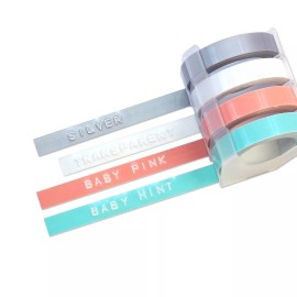 MoTEX Refill Tape for Embossing Label Maker, 4 Color Tapes, 3/8-Inch (Baby Pi...