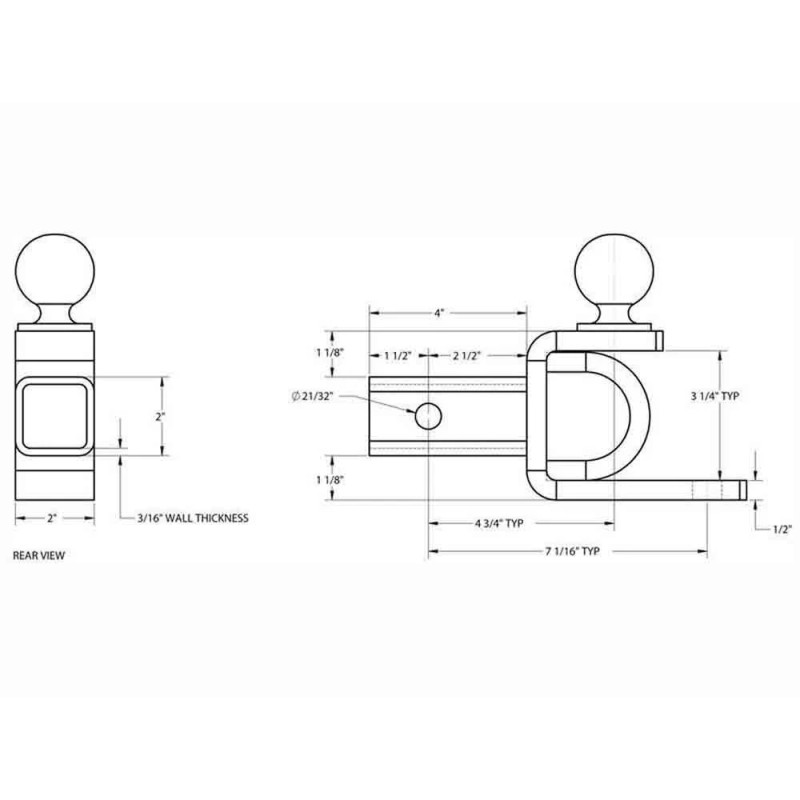 Rigid Hitch John Deere Gator 2 Inch Front Mount Receiver
