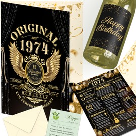 50th Birthday Card with 2 Stickers Birthday Happy Birthday Label 50th Birthday Women Decoration 50th Birthday Men 1974 Birthday Card Women/Men Birthday Card 50th Sticker Birthday Decoration