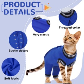 PUMYPOREITY Cat Recovery Suit for Hind Legs, Cat Surgical Spay Suit with Leg Sleeves to Stop Licking, Long Rear Sleeve Wound Cover Abdomen Kitten Onesie, Blue, L