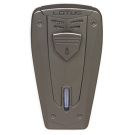 Lotus Fusion Cigar Lighter with Triple Pinpoint Torch Flames, Single Action Ignition, All Metal Housing, Fold-Out Cigar Punch, Large Flame Adjuster (Gunmetal Matte)