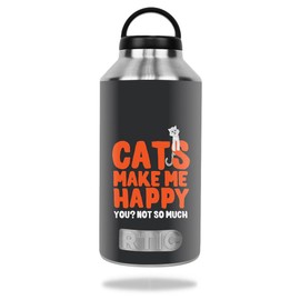 MightySkins Skin Compatible with RTIC 64oz Bottle (2016) – Cats Make Me Happy | Protective, Durable, and Unique Vinyl Decal wrap Cover | Easy to Apply, Remove, and Change Styles | Made in The USA
