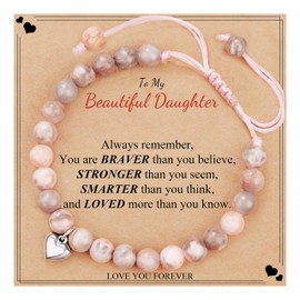 JoycuFF Gifts for Daughter from Mom, Bracelets for 8-12 Year Olds - Pink Charm Bracelet for Birthday, Graduation, Christmas, Easter