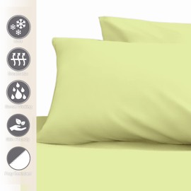 Pizuna 100% Cotton King Pillow Cases 2 Pack Light Green 50x90cm, 400 Thread Count Long Staple Combed Cotton Pillowcases, Luxurious Soft Sateen King Size Pillow Cases (100% Cotton Pillowcase Pack of 2)