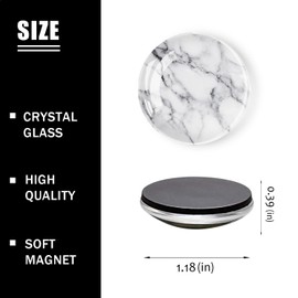 BaHomeck Fridge Magnets 6 Pcs,Classic Whtie Marble Style Round Strong Magnetic Glass Refrigerator Magnets,Magnets Sticker Decorations for Office Whiteboards,Classroom,Home,Cabinets and Photos 1.2 inch
