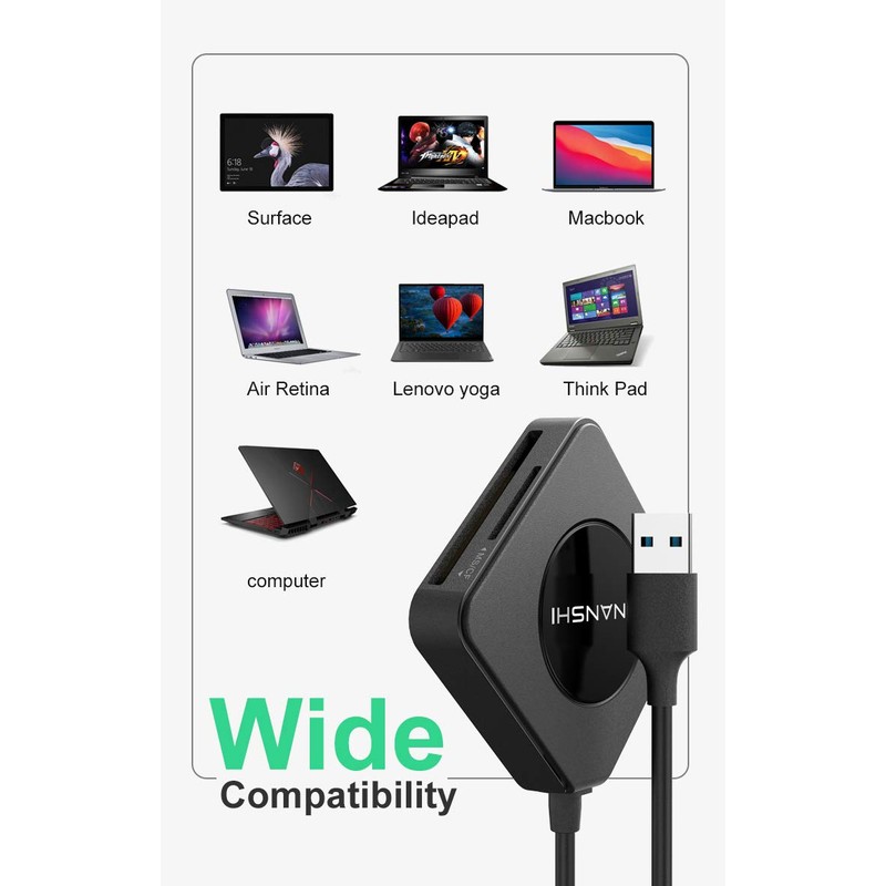 SD Card Reader 4 in 1,SNANSHI USB SD Card Reader