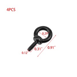Woogim M3 4PCS Black Stainless Shoulder Lifting Ring Eye Bolt Ring Shoulder Eye Bolts Ring Eye Bolt for Hanging Hammocks, Swing Chairs, Heavy-Duty Suspension