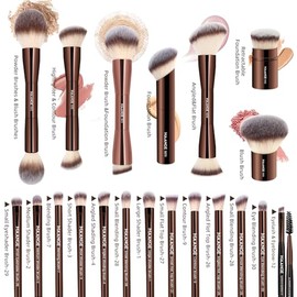 MAANGE 20 piezas de brochas de maquillaje con caja de regalo, brochas de maquillaje multifuncionales de doble punta para mezclar polvo líquido, correc