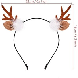 Deer Antler Headband Reindeer Fawn Horn Hair Accessories for Christmas Light Brown for Ladies and Girls Christmas Thanksgiving Holiday Headwear