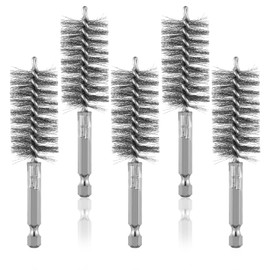 5 Pcs 1" Bore Brush for Drill Stainless Steel Round Wire Brush Set Wire Brushes for Drills with 1/4" Hex Shank for Power Drill, Impact Driver, Polishing