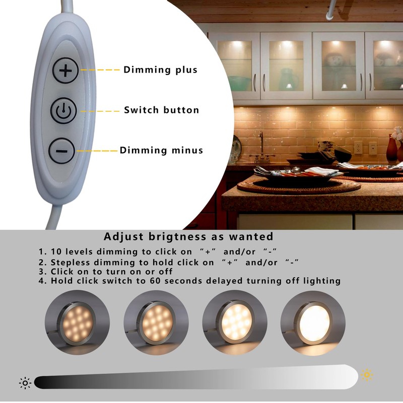 CRISETEK dimmable Puck Light Cabinet Light Under Cabinet Lights Puck