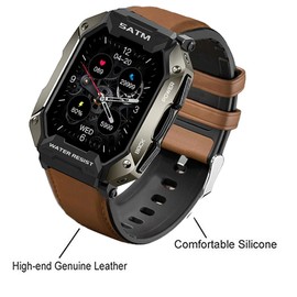 Compatible with AMAZTIM C20 Bands, Lamshaw Leather Silicone Breathable Replacement Smartwatch Strap Wristband Compatible for Kospet Tank M1 Pro/AMAZTIM C20 1.71" Military Sports Smart Watch/Slothcloud