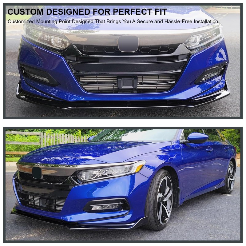 Spec-D Tuning Glossy Black Front Bumper Lip Spoiler Splitter 3PC