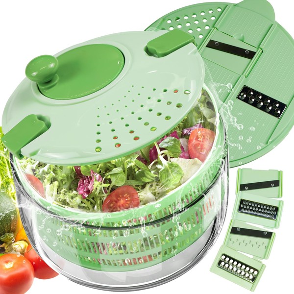 congumi 6-in-1 Salad Spinner 4 L, Multifunctional Salad Spinner with
