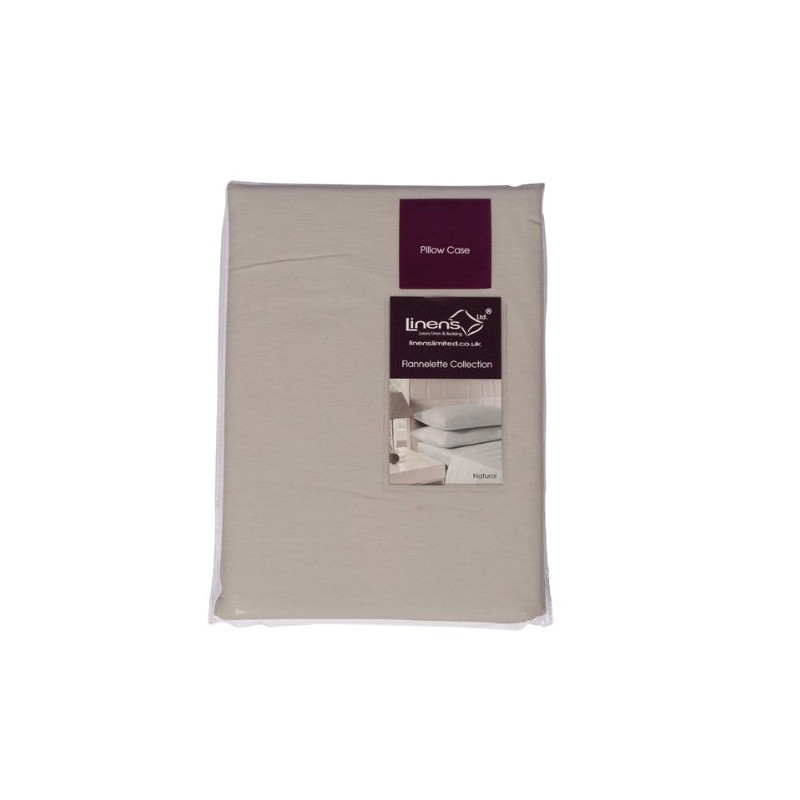 Linens Limited 100% Brushed Cotton Flannelette Pillow Cases, Natural, Pair