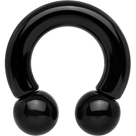 FIFTH CUE Titanium IP Over 316L Surgical Steel Circular Horseshoe Barbells w/Balls (Multiple Colors & Sizes), Metal, no gemstone