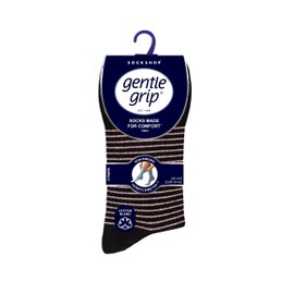SockShop Gentle Grip Ladies Floral Spotted Patterned and Striped Honeycomb Top Cotton Socks in a Multipack of 3 Assorted Colours Size 4-8, Fine Stripe Black, 4.5-9 US