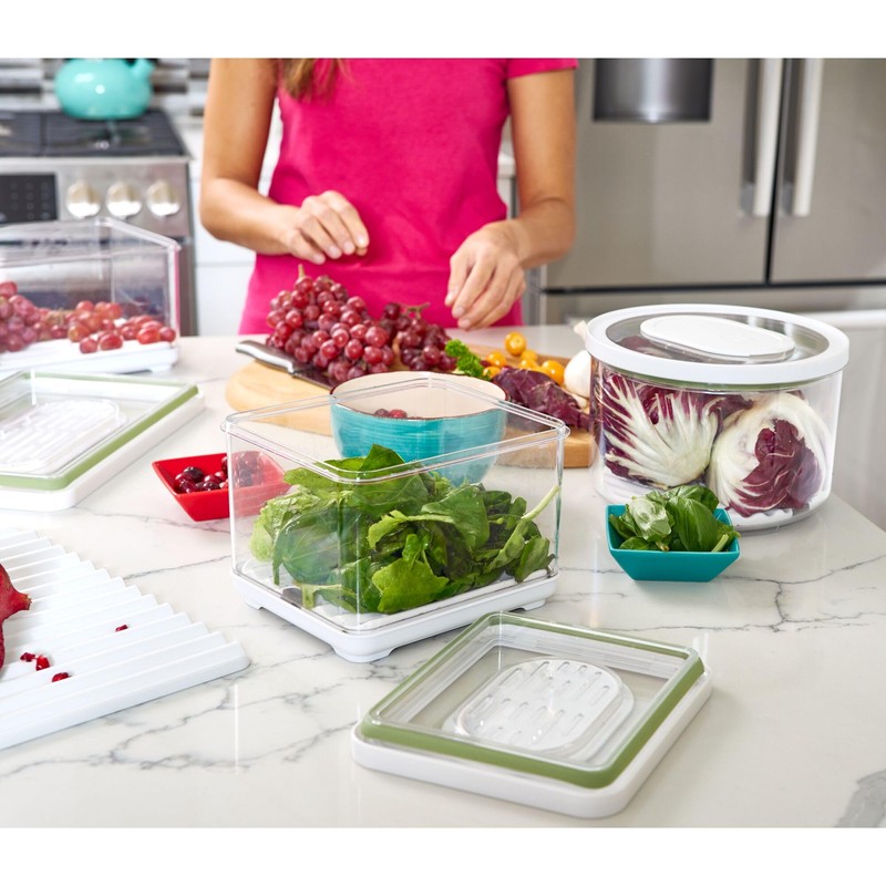 iDesign Fridge Produce Bin with Removable Drainage Tray and Lid