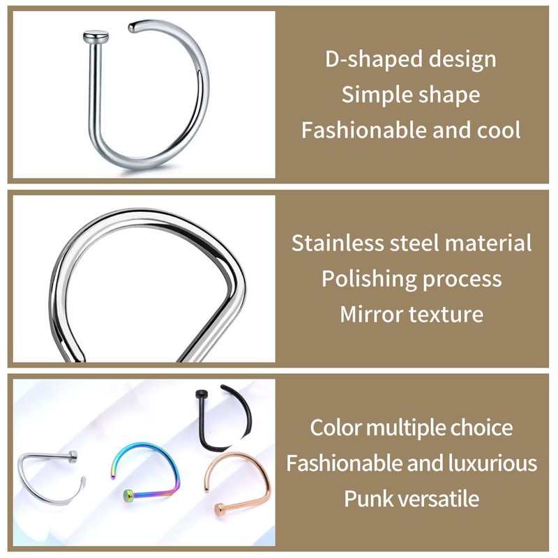 EHDWXVZM 8 Pieces Nose Piercing Ring Lip Piercing Ring D