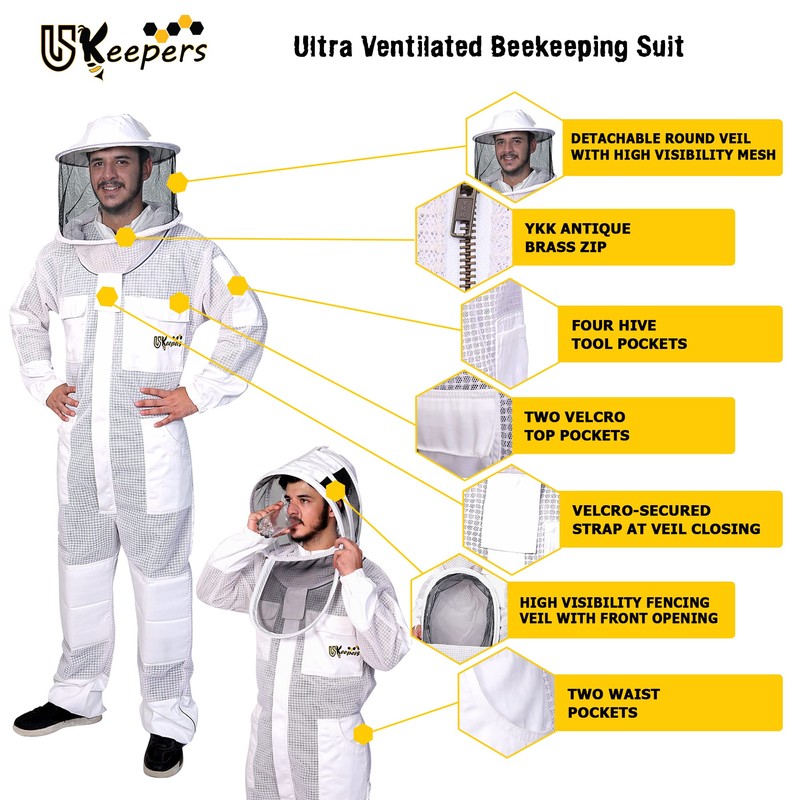 USKEEPERS 3-Layer Ultra Ventilated Bee Suit for Men & Women