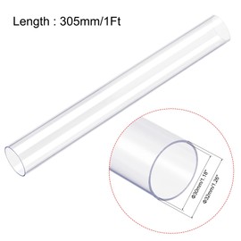 sourcing map Polycarbonate clear hose 30 mm (1.18 inches) i.D. x 32 mm (1.26 inches) diameter x 305 mm (1 ft) length
