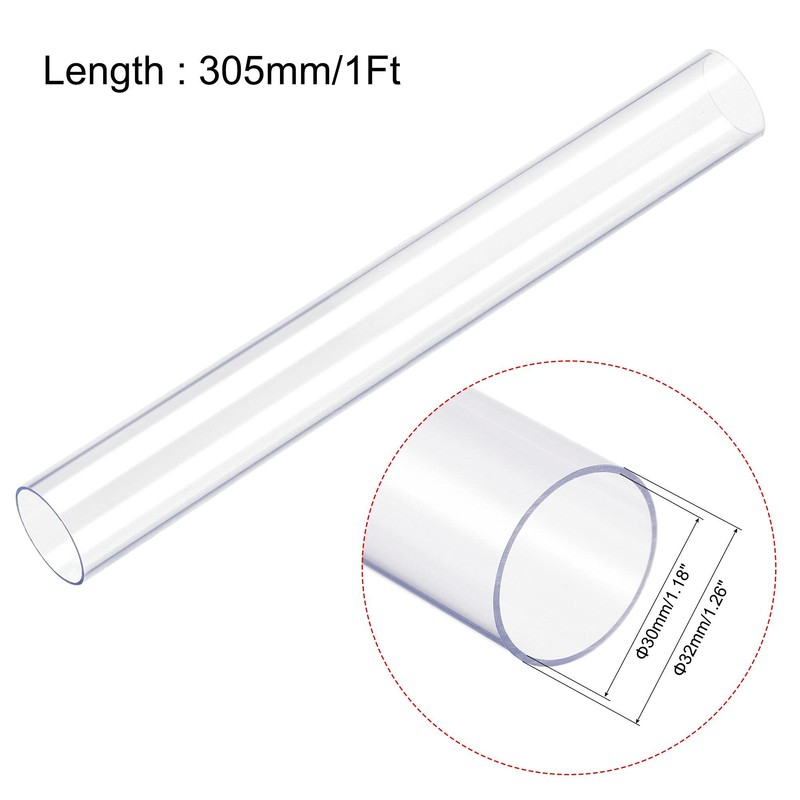 sourcing map Polycarbonate clear hose 30 mm (1.18 inches) i.D.