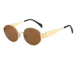 TRENDY RETRO OVAL SUNGLASSES FOR WOMEN MEN UV400,UVB400 PROTECTION STYLISH SUN GLASSES SHADES POLARIZED LENSES (Gold/Brown)