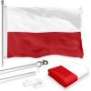 G128 Flag Pole 6FT Silver & Poland Polish Flag 3x5FT