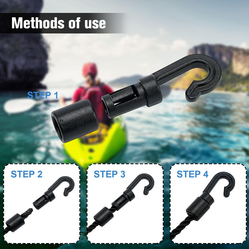 30 PCS Bungee Shock Cord End Hooks for 1/4 Inch,