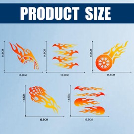 Hobbspring 5Pcs Orange Flame Car Stickers 6.1x5.83 inch Stripe Flame Vinyl Car Decals Racing Flaming Flags Plastic Vehicle Decoration Decal for Auto Window and Body Cling