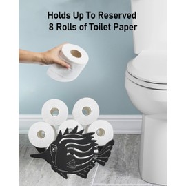 Wigag Ocean Fish Toilet Paper Holder for Extra 8 Rolls, Wall Mounted Decorative Toilet Paper Storage, Farmhouse Bathroom Animal Decor Accessories Storage Cabinet