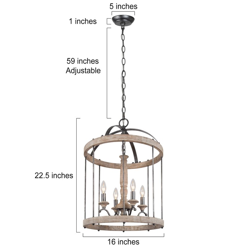 LNC Wood Chandeliers for Kitchen Island, Farmhouse Hanging Light Fixture