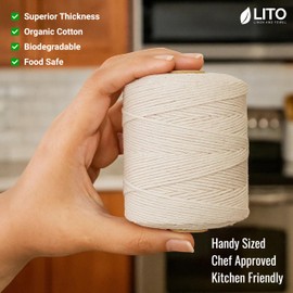 Organic Butcher’s Twine for Cooking & Trussing – 2mm Heavy-Duty Natural Cotton Kitchen Twine 500 Feet – Food-Safe, Oven-Safe String for Meat, Turkey, Baking, & Crafts