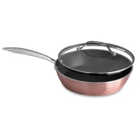 Luxurious Non-Stick Ceramic 8 Inch Rose Gold Pan with Lid, Lightweight, Scratch-Resistant, Dishwasher Safe, Oven Safe up to 500°F, Suitable for All Stove Types